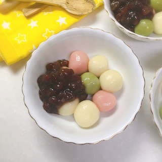 春の彩り♡絹ごし豆腐で作る白玉団子♪